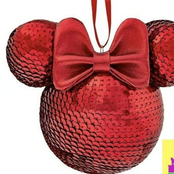 Disney Parks Large Red Minnie Mouse Sequined Ornament NWT - Picture 2 of 3